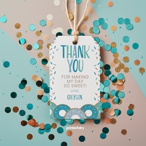 Étiquettes de cadeau de donut, MODIFIABLES, anniversaire de naissance de donut, modèle d'étiquette modifiable, décoration de fête de donut, étiquettes-cadeaux de donut, téléchargement immédiat