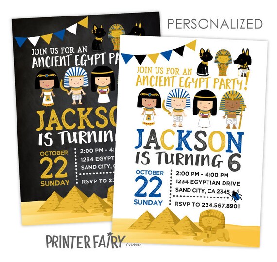 Egypt Invitation, Egyptian Birthday Invitation for boys and girls, Egyptian Party, Adventure Birthday, Digital Printable Invites, 2 options Il_570xn