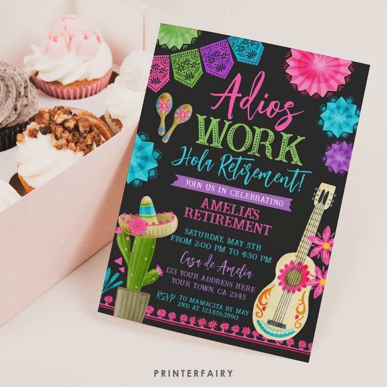 Retirement Fiesta Invitation, Editable Printable, Farewell Party (Digital Item) image 3