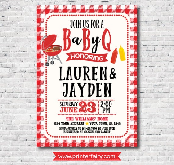 bbq baby shower invitation, Coed baby shower, Babyq Invitations