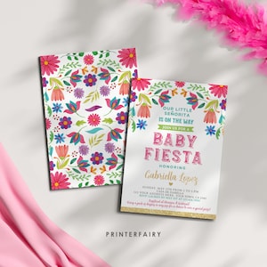 Fiesta Baby Shower Invitation, Editable Mexican Floral Fiesta Party Invite, Mexican Baby Sprinkle Invite, Instant Download