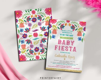 Fiesta Baby Shower Invitation, Editable Mexican Floral Fiesta Party Invite, Mexican Baby Sprinkle Invite, Instant Download