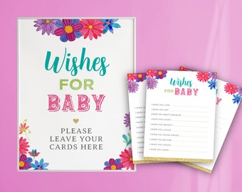 Fiesta Wishes For Baby, Baby Shower Games, Mexican Floral Fiesta Baby Sprinkle Activities, Mexican Baby Shower Decorations, Instant Download