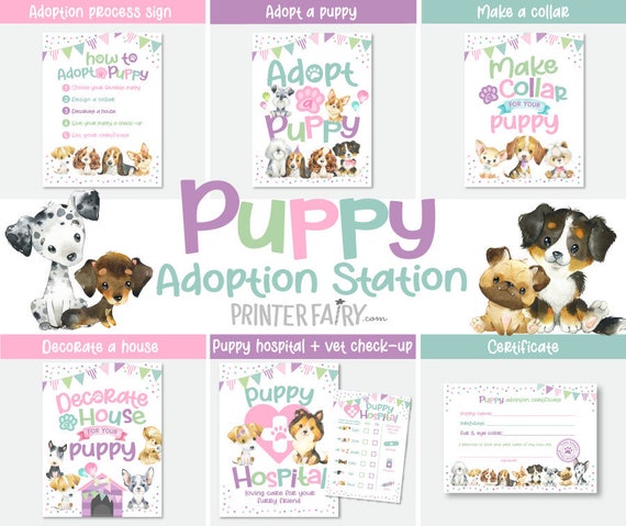 Puppy Party Games, Adopt a Puppy Party, Dog Adoption Birthday Party, Dog Lover Birthday, Puppy Adoption Station, 7+1 files! INSTANT DOWNLOAD Il_570xn