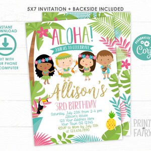 Luau Invitation, EDITABLE, Beach Birthday Party, Luau Birthday Invitation, Luau BirthdayParty, Tropical, INSTANT DOWNLOAD