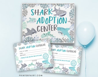 Shark Birthday, Adopt a Shark, Shark Party Games, Pet Adoption Center, Shark Certificate, INSTANT DOWNLOAD