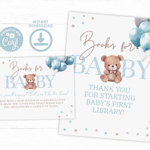 Bear Books For Baby, Editable, Teddy Bear Baby Shower Books For Baby, Bear Baby Sprinkle Activities, Bearly Wait, Digital Template Download