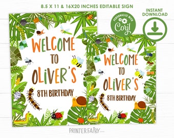 Bugs Welcome Sign, Insects Birthday, Bugs Birthday Decorations, Outdoors Birthday, INSTANT DOWNLOAD