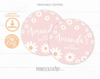 Daisy Toppers, EDITABLE Daisy Birthday Party, Floral Birthday Party, Flower Birthday Party, Daisy Labels, INSTANT DOWNLOAD