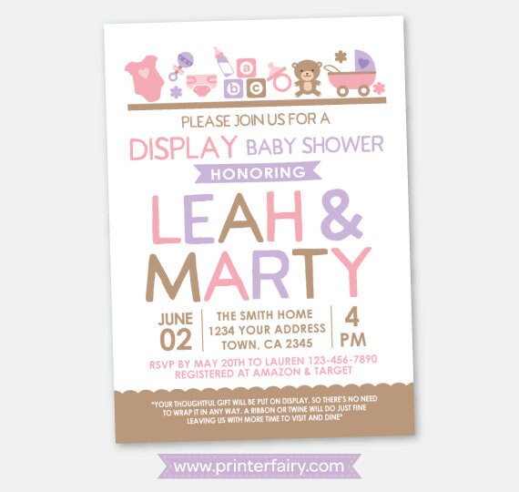 Display Baby Shower Invitation Baby Girl Shower Invite Pink Etsy