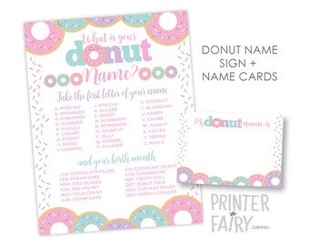 What is your Donut Name, Donut Birthday Party, Birthday Decorations, Donut Names, Donut Party game, INSTANT DOWNLOAD