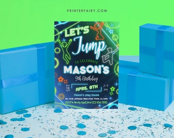 Let's Jump and Bounce House Birthday Party Invitation for Boys and for Girls- Editable with Corjl, Instant Download, Printable, Digital