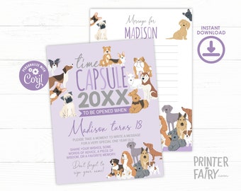 Puppy Adoption Birthday Time Capsule, It's a Paw-ty! Pet Adoption Party, Dog Party Time Capsule, Editable Puppy Dog Birthday, Lets Pawty!