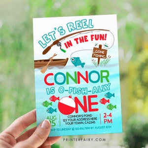 O-Fish-ally One Invitation, Fishing First Birthday Invitation, EDITABLE, Gone Fishing Party, Instant Download Digital Invitation