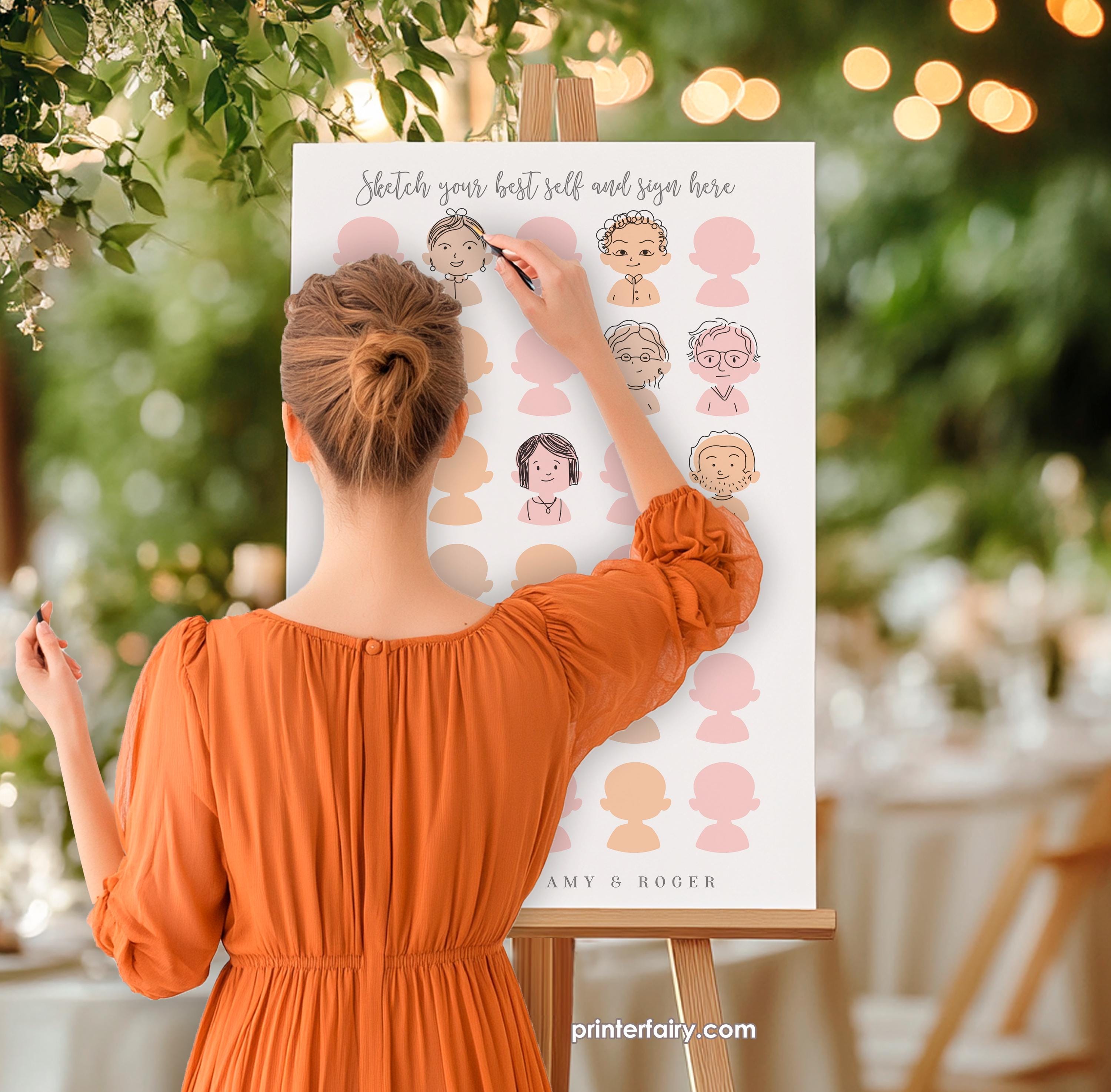 Welcome Sign for Guests to Draw Their Own Portraits, Guest Book Sign ...