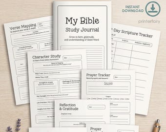 Bible Study Journal Printable Templates, Instant Download