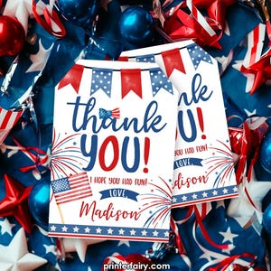4th of July Favor Tags, Little Firecracker Party, Miss Indepent Thank You Tags, Fourth of July Gift Tags, Instant Download