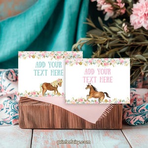 Horse Food Tents, EDITABLE, Girl Birthday, Floral Birthday Party, Cowgirl party decor, Pony Birthday, Horse Floral Party, INSTANT DOWNLOAD