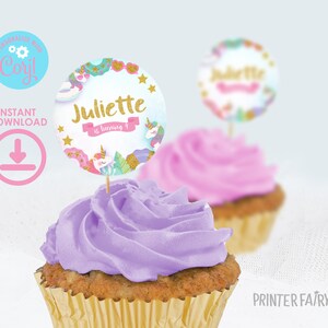 Unicorn Pool Birthday Party Toppers, EDITABLE, Summer Birthday Party, Splish Splash, Swimming Pool Party Stickers, Summer, PoolPartyUnicorn