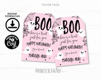 Halloween Favor Tags, Boo Favor Tags, Ghost Party, Spooky Thank You Tags, Spooktacular Birthday Party, INSTANT DOWNLOAD