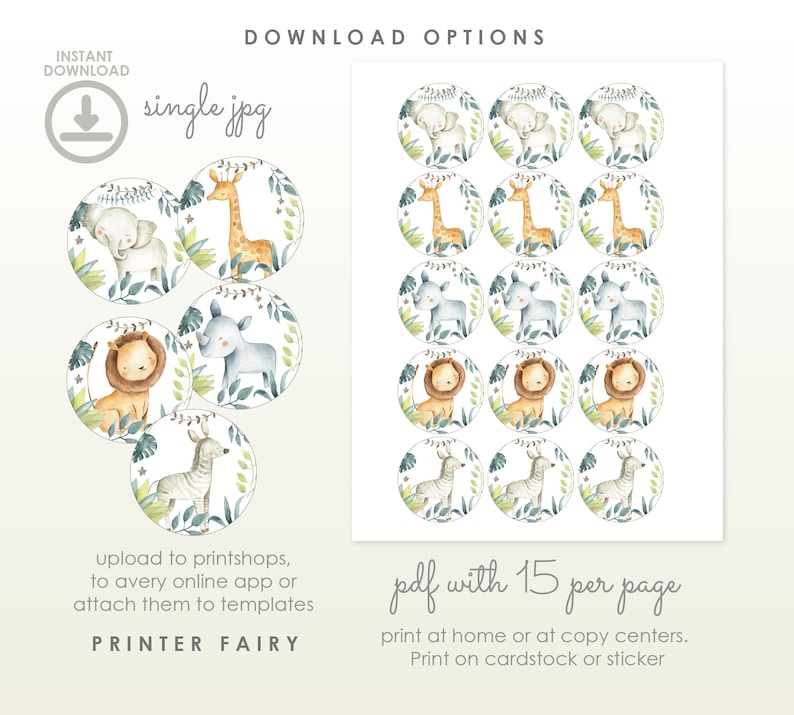 Safari Printable Toppers Bundle, Wild One Birthday Party Decorations ...
