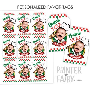 Pizza Party Favor Tags, Pizza Birthday Party, Italian Birthday Party, Chef Birthday Party, Personalized Printable Thank You Tags