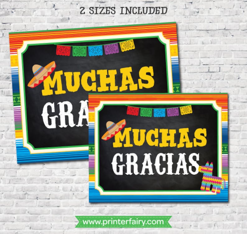 Fiesta Decorations, Fiesta Sign, Muchas Gracias Sign, Fiesta, Mexican Party, Instant Download image 2