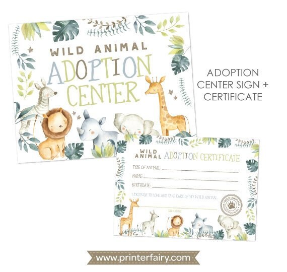 Safari Birthday Party, Jungle Adoption Center, Jungle Sign, Pet Adoption Party, ZOO Birthday Party, Safari Birthday Decor, Instant download Il_570xn