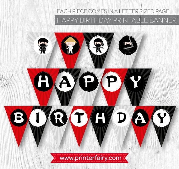 Ninja Banner, Ninja Birthday Party, Ninja Party, Ninja Decorations, Karate Birthday, Karate Party, Printable Banner, Instant download Il_570xn