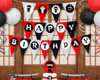 Ninja Birthday Banner, Karate Party Decorations (Printable Banner)