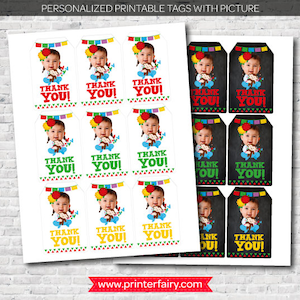 Personalized Thank you tags with picture, Fiesta 1st Birthday, Baby Señorita Birthday Party, Custom tags, DIGITAL Personalized item