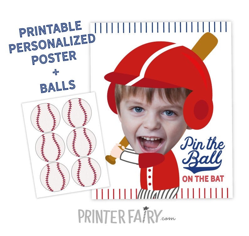 Baseball Birthday Party, Pin the ball game, Sports Birthday Party, Baseball Games, Baseball Birthday Decorations, DIGITAL Personalized item image 1