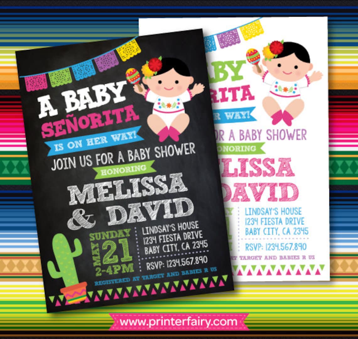 Fiesta Baby Shower Invitations Mexican Baby Shower Etsy