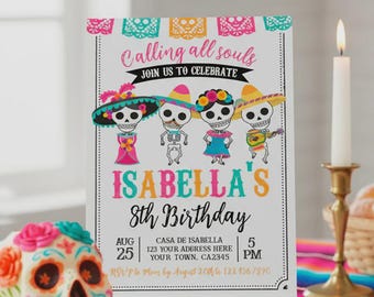 Day of the Dead Birthday Invitation, EDITABLE, Mexican Party (Instant Download)