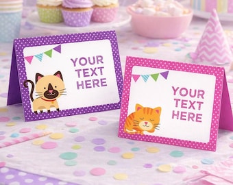 Kitty Cat Food Tents EDITABLE Template Instant Download