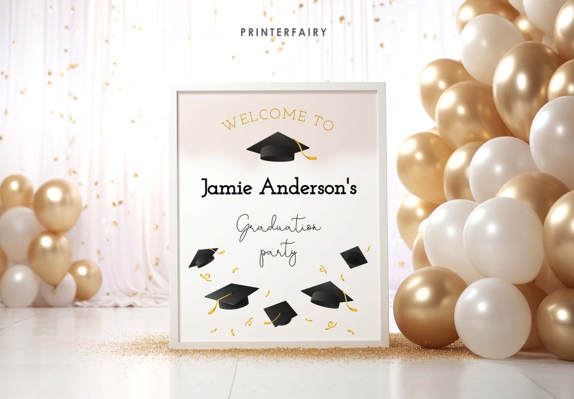 Graduation Party Welcome Sign, Editable Template, College Graduation ...