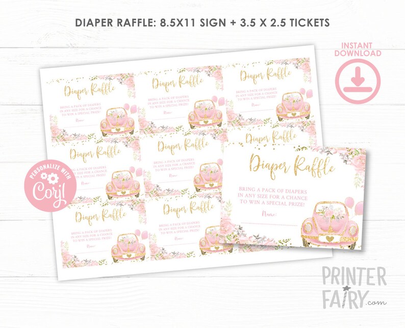 Drive by Baby Shower Diaper Raffle Editable Baby Shower Etsy