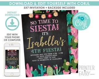 Cactus Birthday Invitation, Mexican Birthday Party, Any Age, EDITABLE, Cinco de Mayo Invitation, DIGITAL, Instant Download