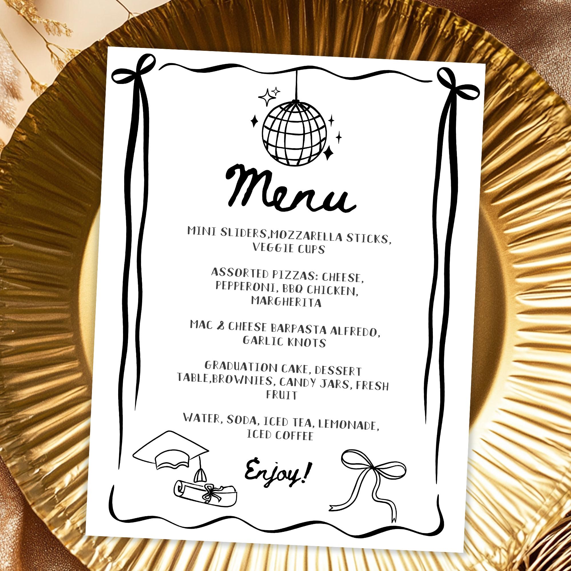 Menu Header For Graduation Graduation Party Menu, Editable Template, College Graduation Decor ...