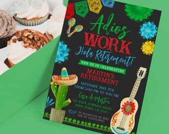 Fiesta Retirement Invitation, Editable Mexican Party Invite (Digital Download)