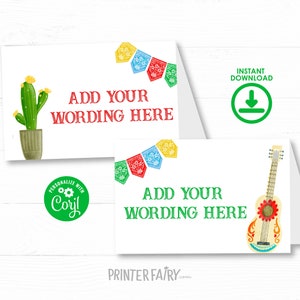 Tentes de nourriture de fête d&#39;anniversaire Fiesta, enseignes alimentaires Fiesta mexicaines modifiables, décorations de fiesta, deux siestes, trois heures d&#39;anniversaire à Cinco de Mayo