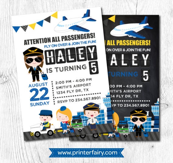 Airplane Invitation, Time Flies Birthday Invitation, Airplane Birthday, Airport Birthday Party, DIGITAL, 2 Options Il_570xn