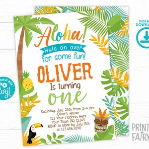 Luau Invitation, EDITABLE, Beach Birthday Party, Luau 1st Birthday, Luau BirthdayParty, Tropical Invitation, EDIT YOURSELF Digital Invite