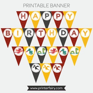 Dragon Party Printable, Dragon Birthday Party, Dragon Birthday Decor, Banner, Tags, Food Tents, Thank You Cards, Toppers, Instant download image 2
