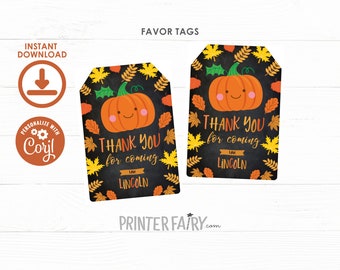 Little Pumpkin Favor Tags, EDITABLE, Little Pumpkin Thank You Tags, INSTANT DOWNLOAD