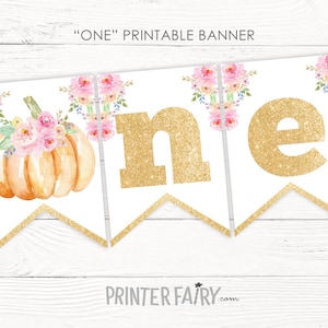 Kleiner Kürbis Erster Geburtstag Dekorationen, EIN Banner, Kinderhochstuhl Banner, Kürbis Aufnäher Geburtstagsparty, druckbares Banner, INSTANT DOWNLOAD