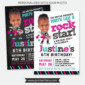 Rock Star Girl Invitation With Picture, Rock Invitations, Rockstar ...
