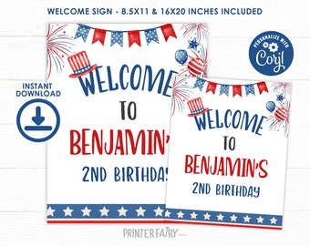 4th of July Welcome Sign, Little Firecracker, Mr Independent, Miss Indepent Birthday Decorations, Independence Day, Instant Download