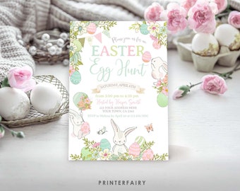Easter Egg Hunt Invitation, Bunny Invitation, Easter Party Invite, Easter Fundriser, Editable Invitation, Instant Download
