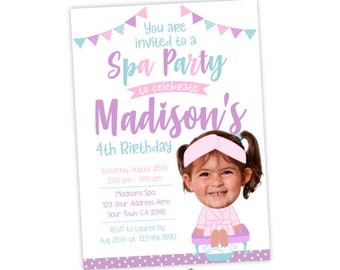 Spa Birthday Invitation, Spa Invitation, Slumber Party Invitation, DIGITAL Invitation, 2 options